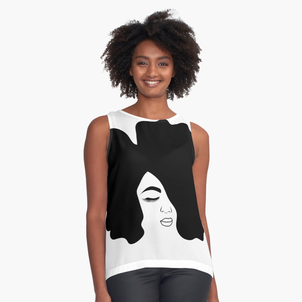 1000x1000 big afro drawing black woman with natural hair contrast tank - Black Girl Afro Drawing
