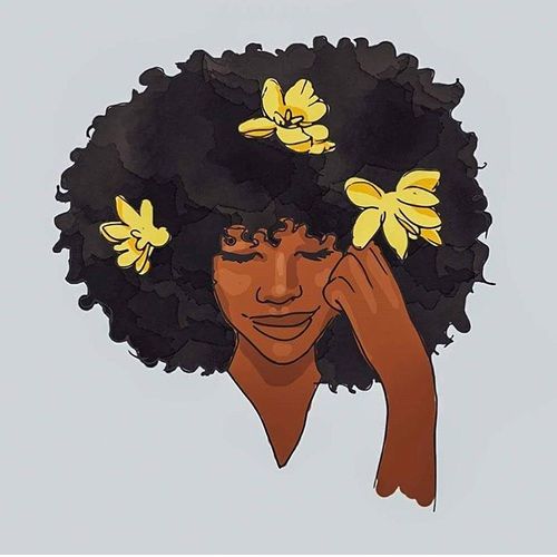 500x500 afro, art, and flowers image black girl art ! in afro art - Black Girl Afro Drawing