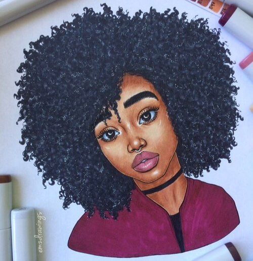 500x516 art, draw, drawing x in art, afro art, black artwork - Black Girl Afro Drawing