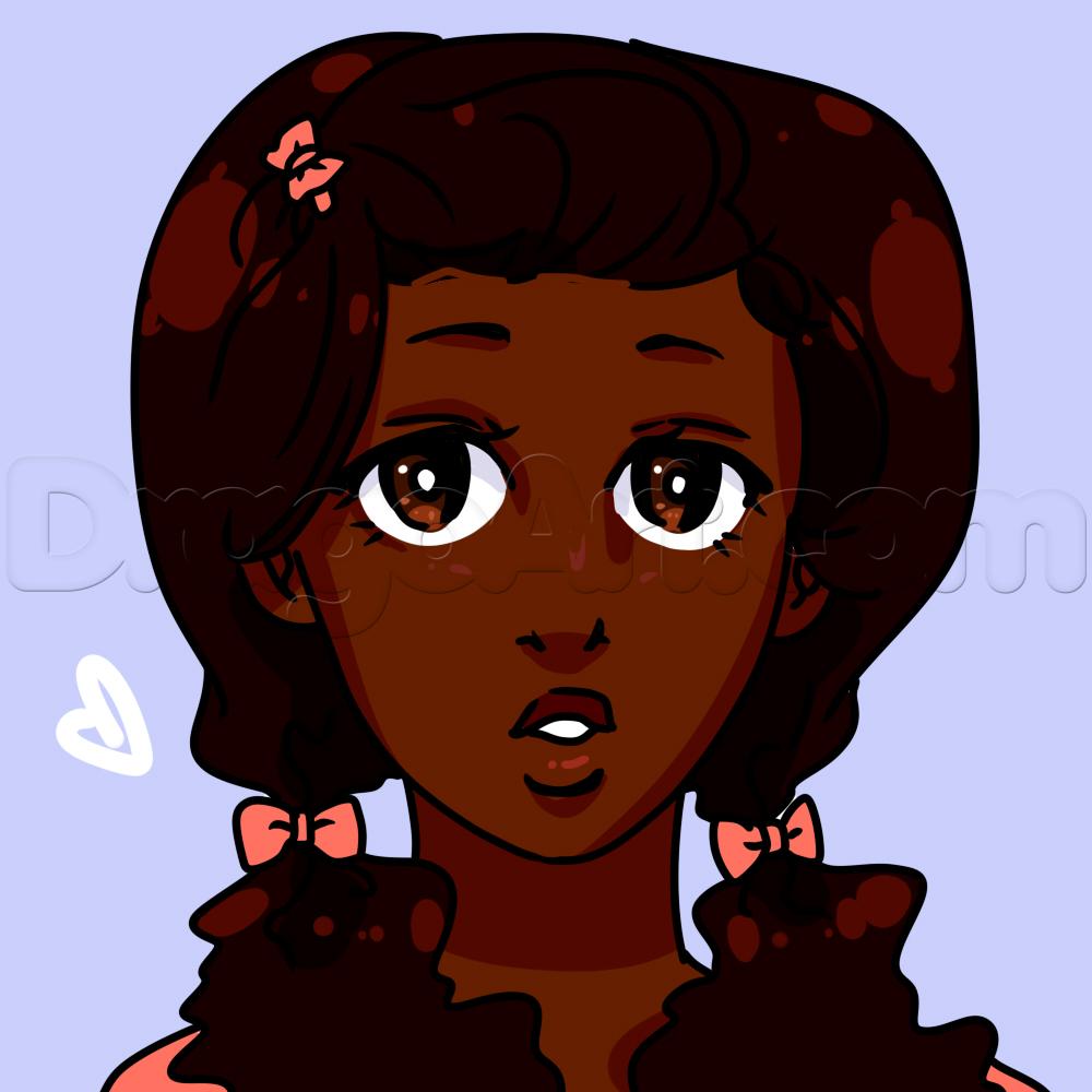 1000x1000 Black Anime Girl Drawing Lesson, Step - Black Girl Drawing