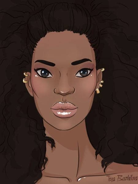 450x600 Drawing African Features I Draw Fashion - Black Girl Drawing Cartoon
