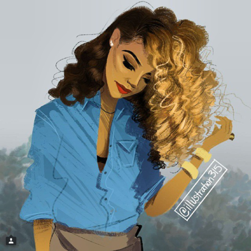 500x499 Girl Black Beautiful Cartoon On We Heart It - Black Girl Drawing Cartoon