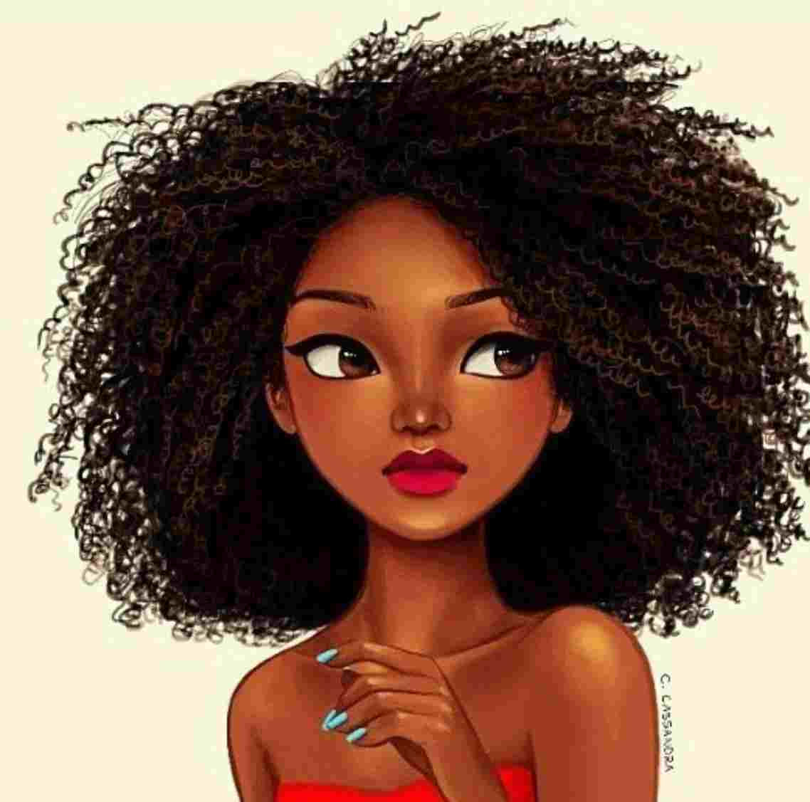 Cartoon girl afro black Black Girl