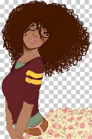 310x464 Afro Textured Hair Drawing Black Hair, Curly Png Clipart Free - Black Girl With Afro Drawing