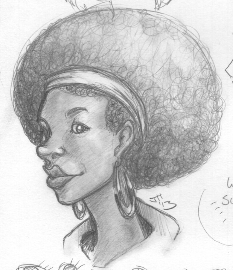 779x900 Afro Drawing Black Female For Free Download - Black Girl With Afro Drawing