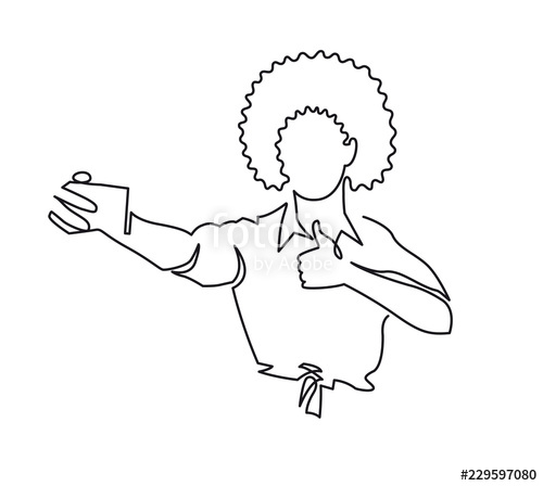 500x448 Continuous One Line Drawing Of African American Woman With Afro - Black Girl With Afro Drawing