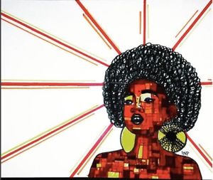 300x253 India Puryear Multicolor Drawing Of Black Girl With Afro - Black Girl With Afro Drawing