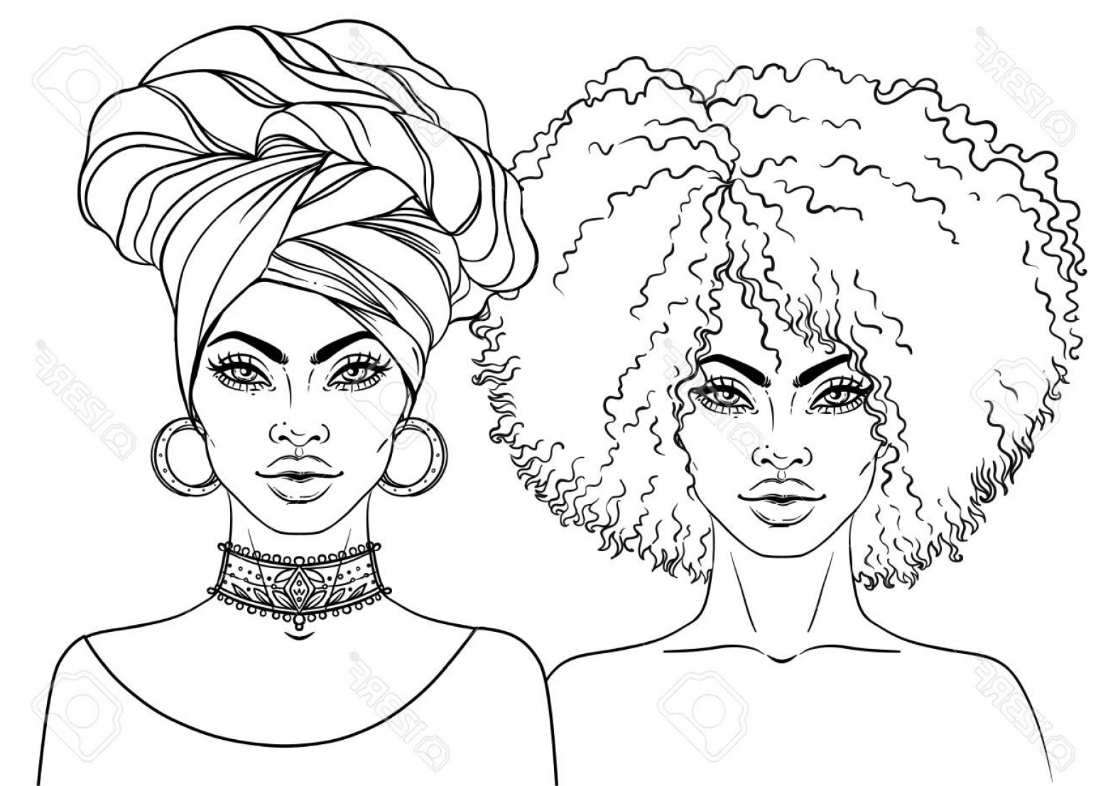 1560x1107 African Woman Vector Hair Arenawp - Black Girl With Afro Drawing