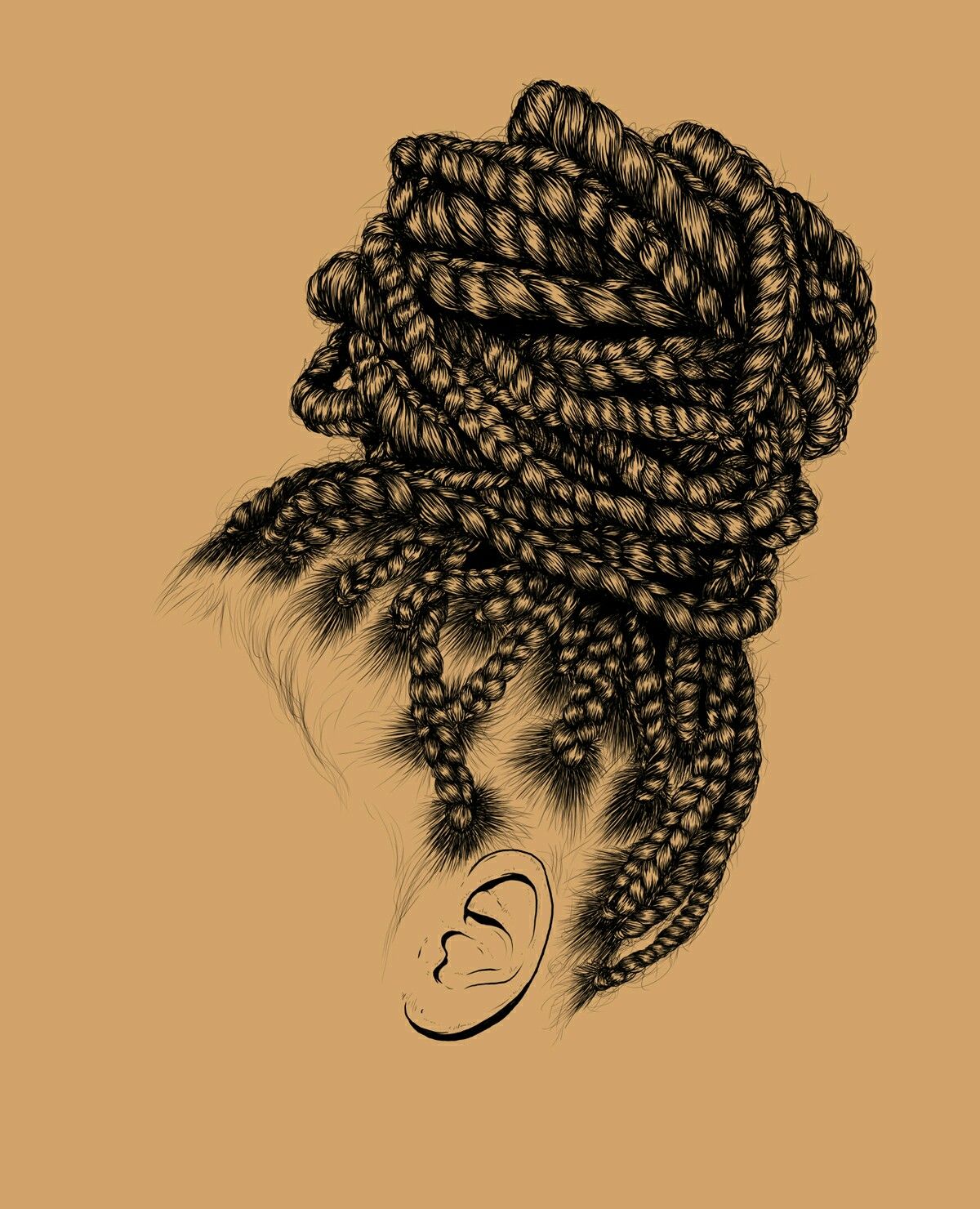 Black Girl With Braids Drawing at PaintingValley.com | Explore ...