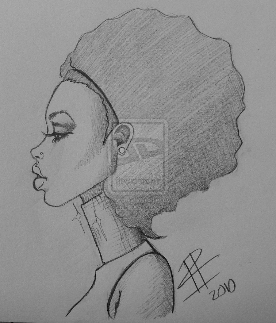 Photos Natural Hair Sketches - Black Girl With Natural Hair Drawing. 