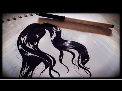 480x360 How To Draw Realistic Hair With Just A Black Marker - Black Hair Drawing