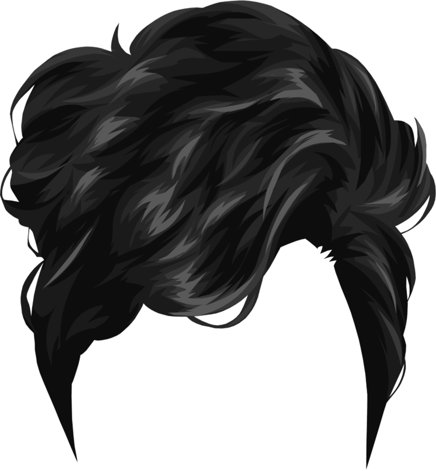 861x929 Short Black Drawing Hair Transparent Png - Black Hair Drawing