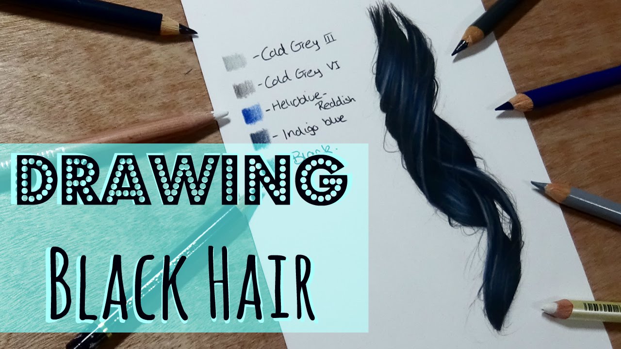 1280x720 Drawing Tutorial Realistic Black Hair In Coloured Pencil - Black Hair Drawing