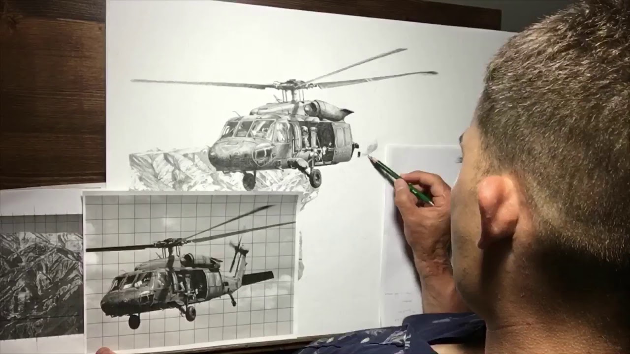 1280x720 Time Lapse Drawing Uh Blackhawk - Black Hawk Drawing