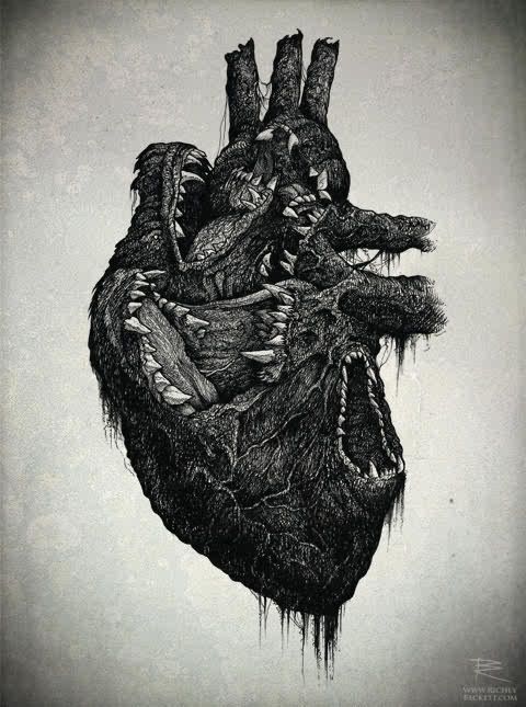 480x645 this dark heart dark art in art, creepy tattoos, heart art - Black Heart Drawing