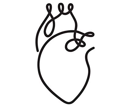 425x350 One Line Heart Drawing Vinyl Decal - Black Heart Drawing
