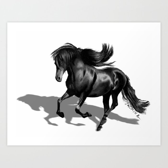 700x700 Pencil Drawing Of A Black Horse Art Print - Black Horse Drawing