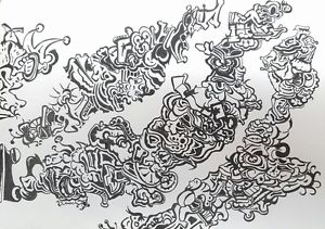 300x211 schneider signed! original pen and ink drawing abstract black - Black Ink Drawings