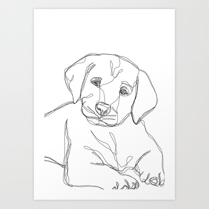 700x700 Labrador One Line Drawing Art Print - Black Lab Line Drawing