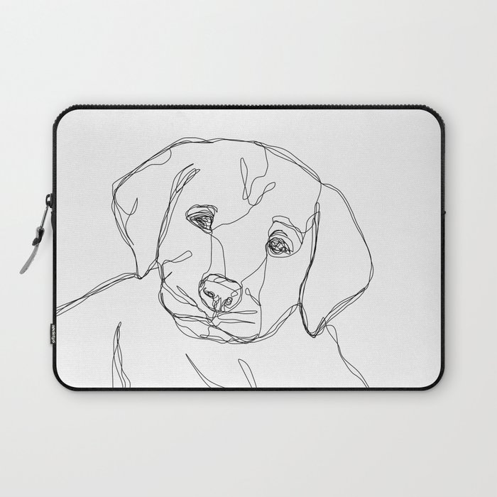 700x700 Labrador One Line Drawing Laptop Sleeve - Black Lab Line Drawing