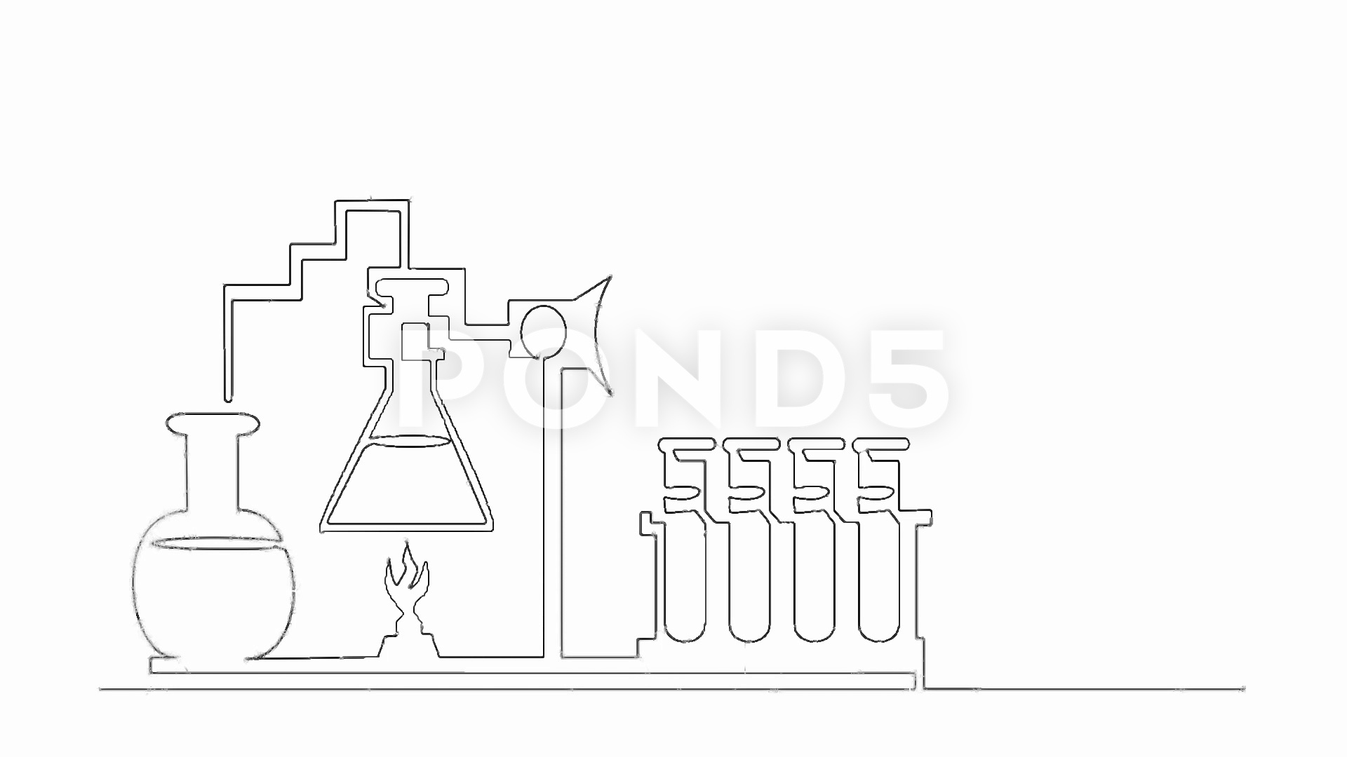 1920x1080 continuous line drawing of chemical lab experiment research - Black Lab Line Drawing
