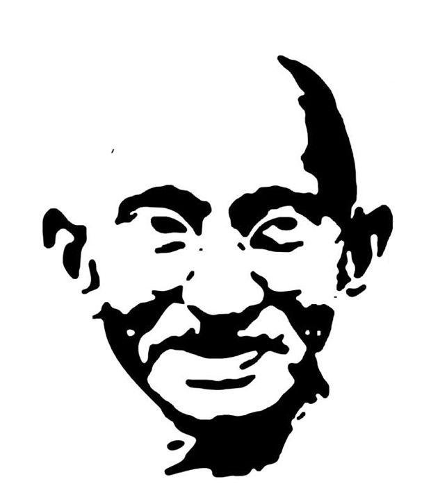620x726 studio briana black mahatma gandhi line vector sketch wall decal - Black Line Drawings