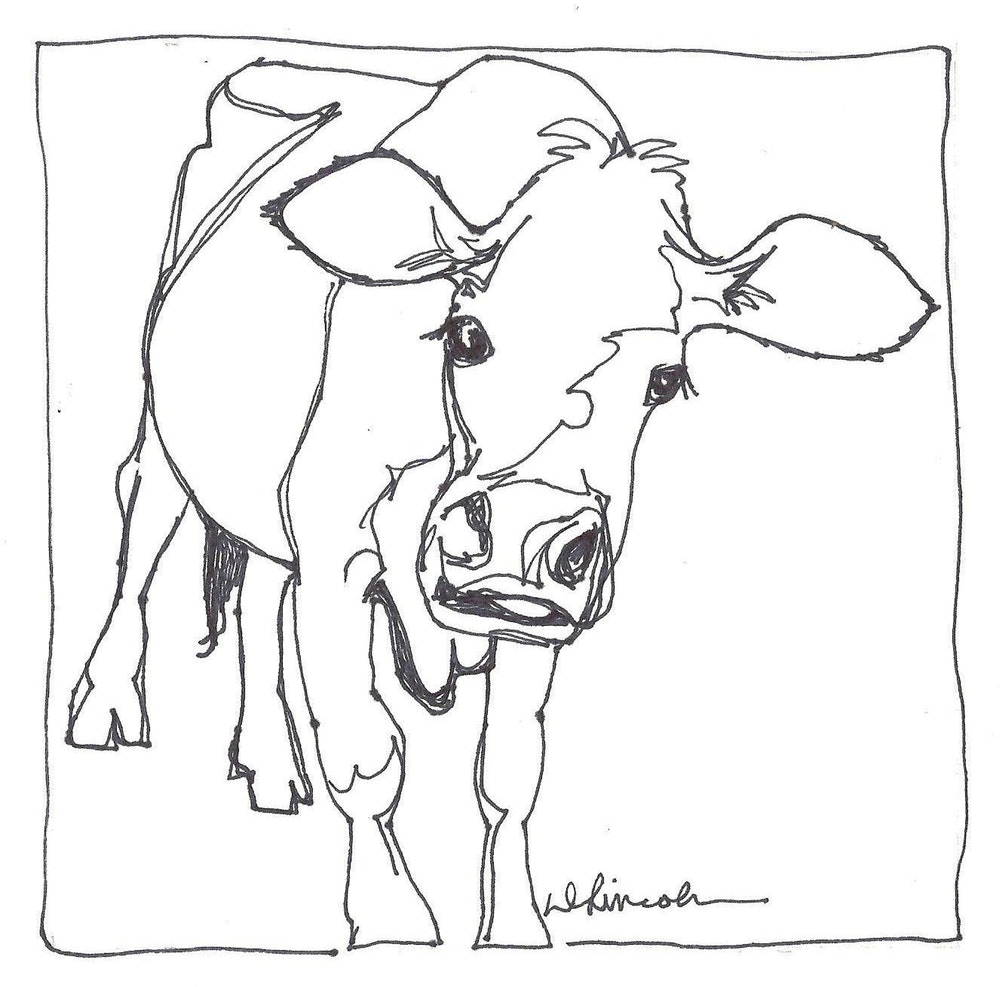 1000x987 Aunt Abbey The Black Jersey Cow - Black Line Drawings