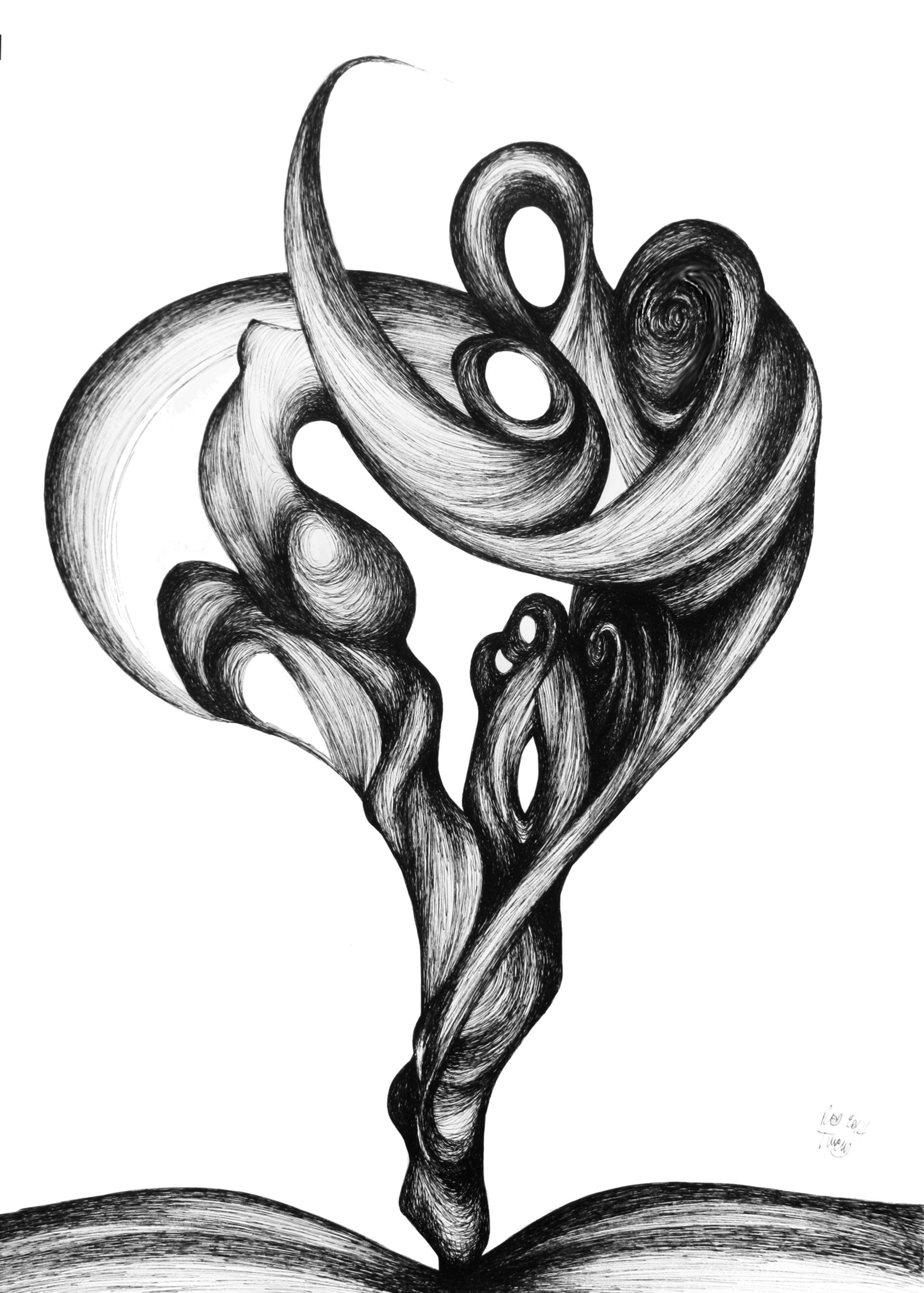1920x2686 Dancing Heart In Love Drawing - Black Love Drawings