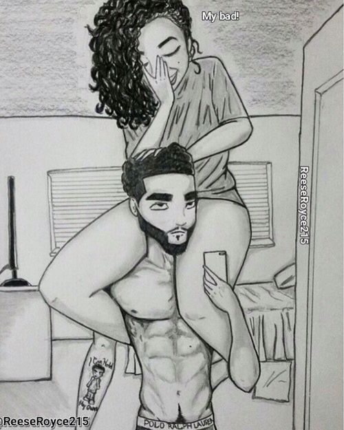 500x625 when he picks u up and u hold him down! - Black Love Drawings