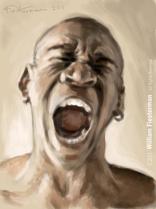 525x700 William Fiesterman One Painting Or Drawing Per Day Screaming - Black Man Drawing