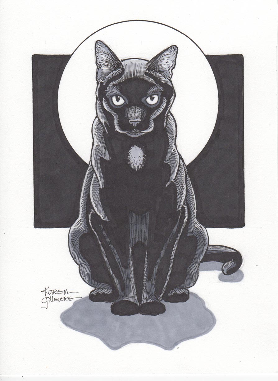 895x1225 Black Cat Evolution Karen Gillmore Art - Black Marker Drawings