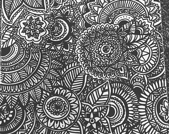 340x270 flower drawing with marker on large canvas etsy - Black Marker Drawings