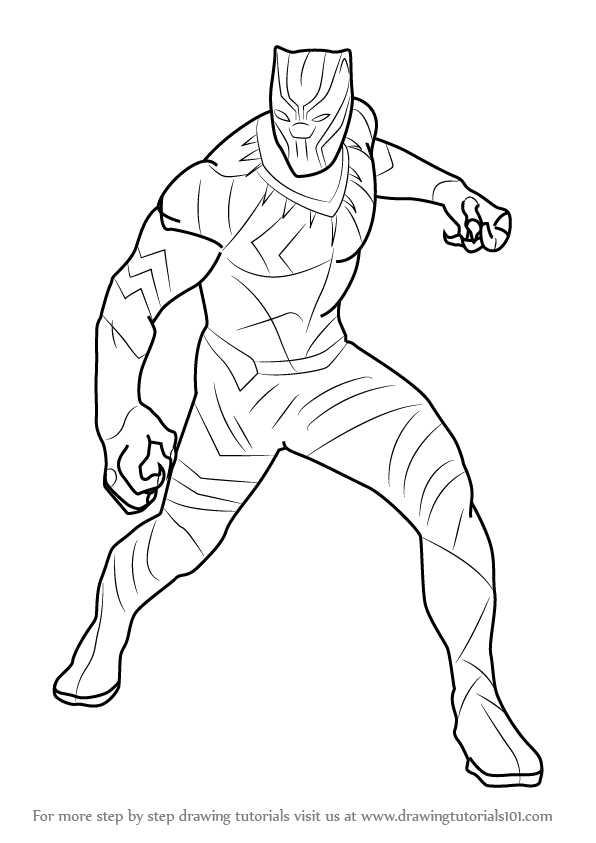 596x843 how to draw black panther from captain america civil war - Black Panther Drawing