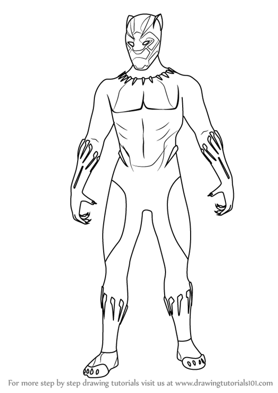 566x800 learn how to draw black panther from avengers - Black Panther Drawing