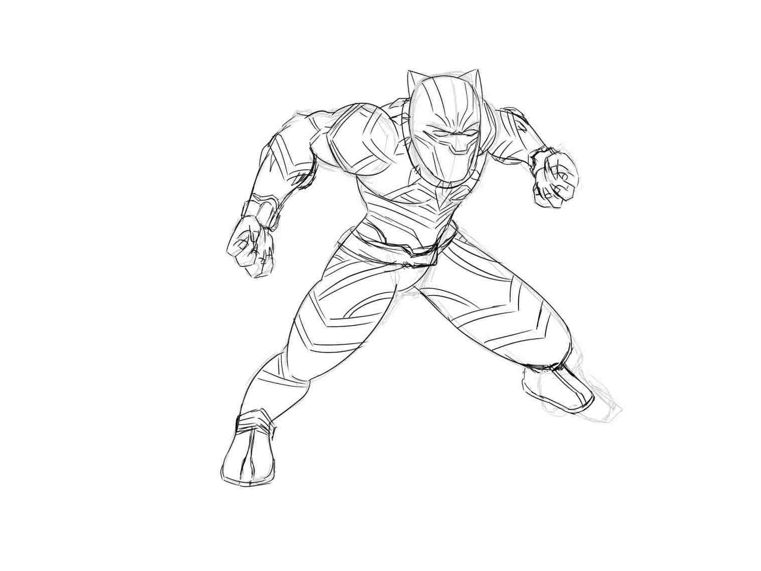1517x1138 how to draw black panther marvel - Black Panther Drawing Marvel
