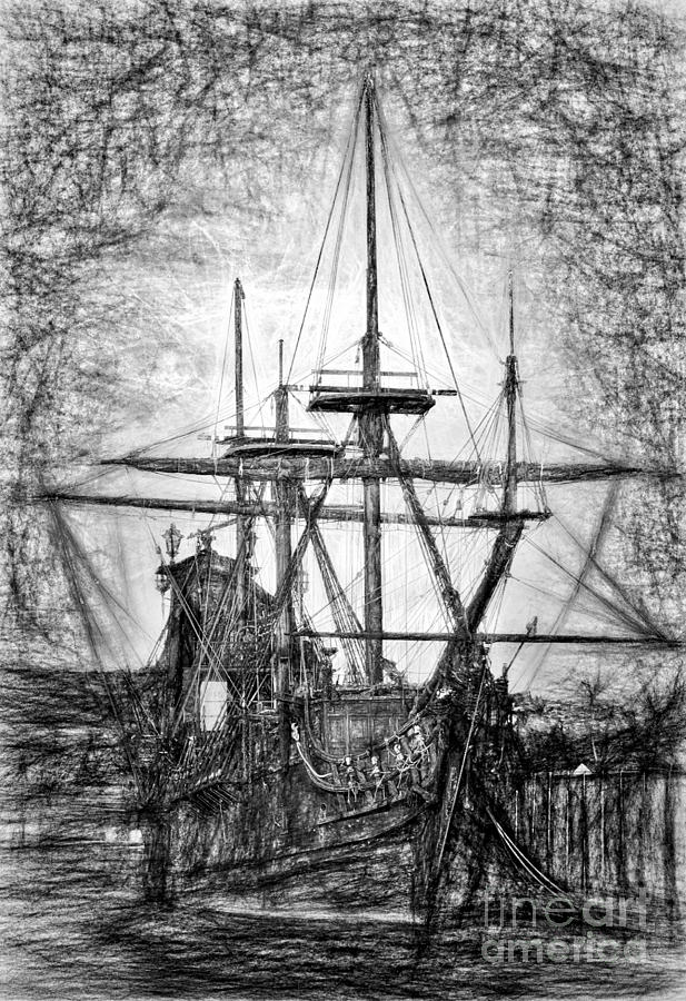 617x900 Black Pearl Ship Drawing Photograph - Black Pearl Drawing