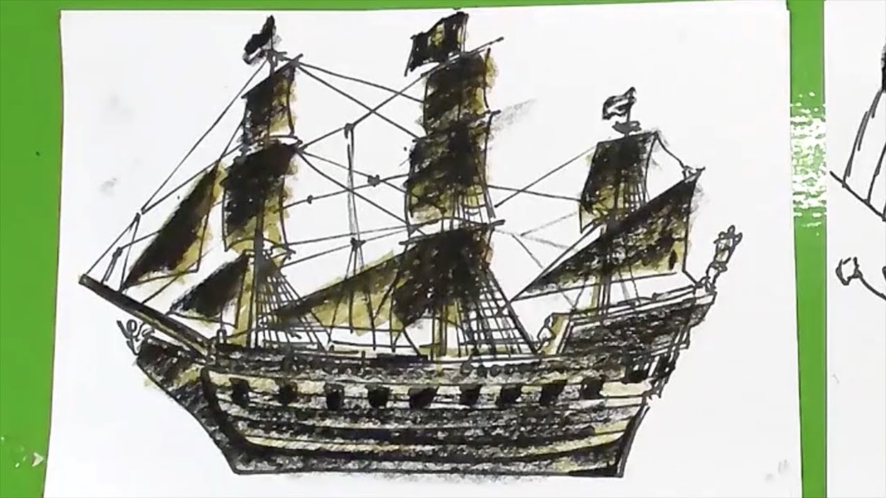 1280x720 How To Draw A Pirate Ship Black Pearl - Black Pearl Drawing