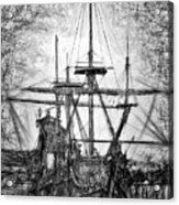 163x186 Black Pearl Ship Drawing Acrylic Print - Black Pearl Drawing
