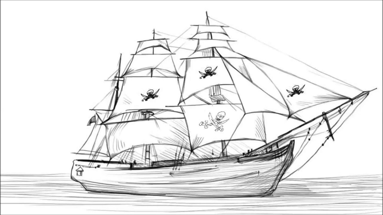 Black Pearl Ship Drawing at PaintingValley.com | Explore collection of