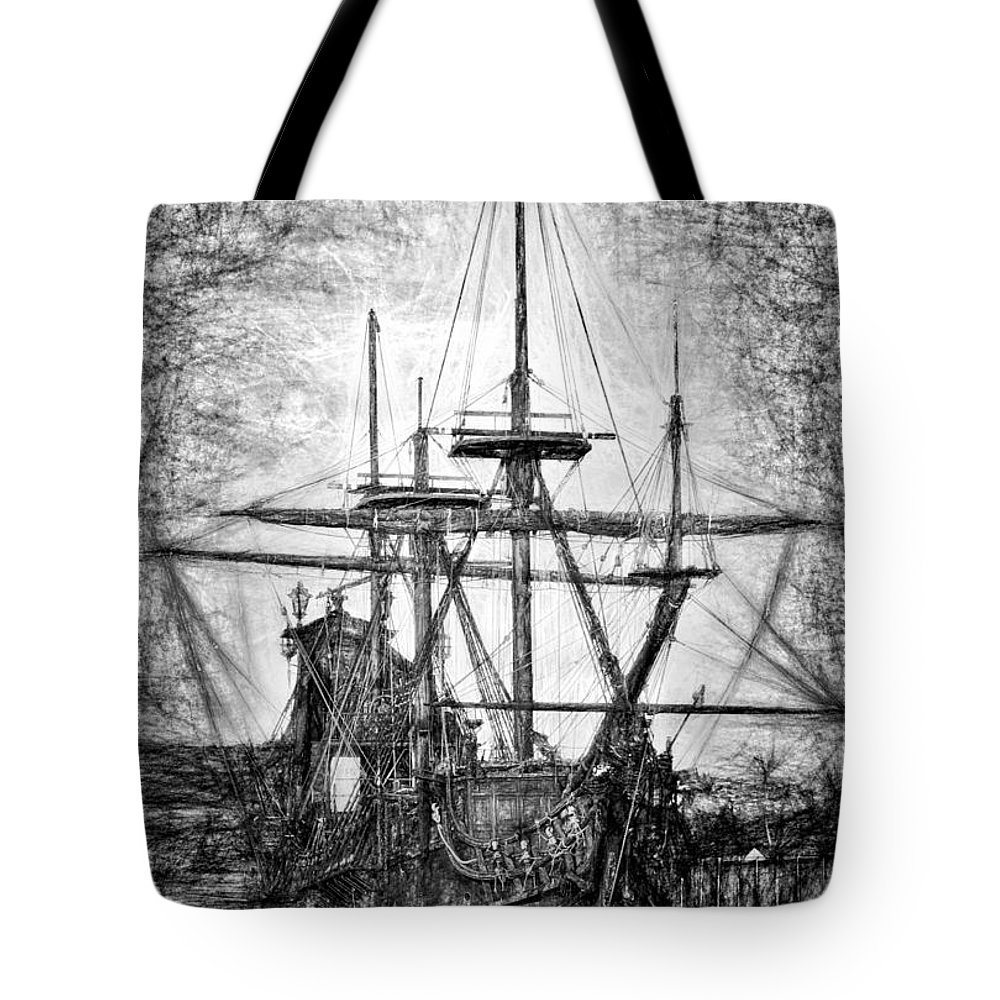 1000x1000 Black Pearl Ship Drawing Tote Bag For Sale - Black Pearl Ship Drawing
