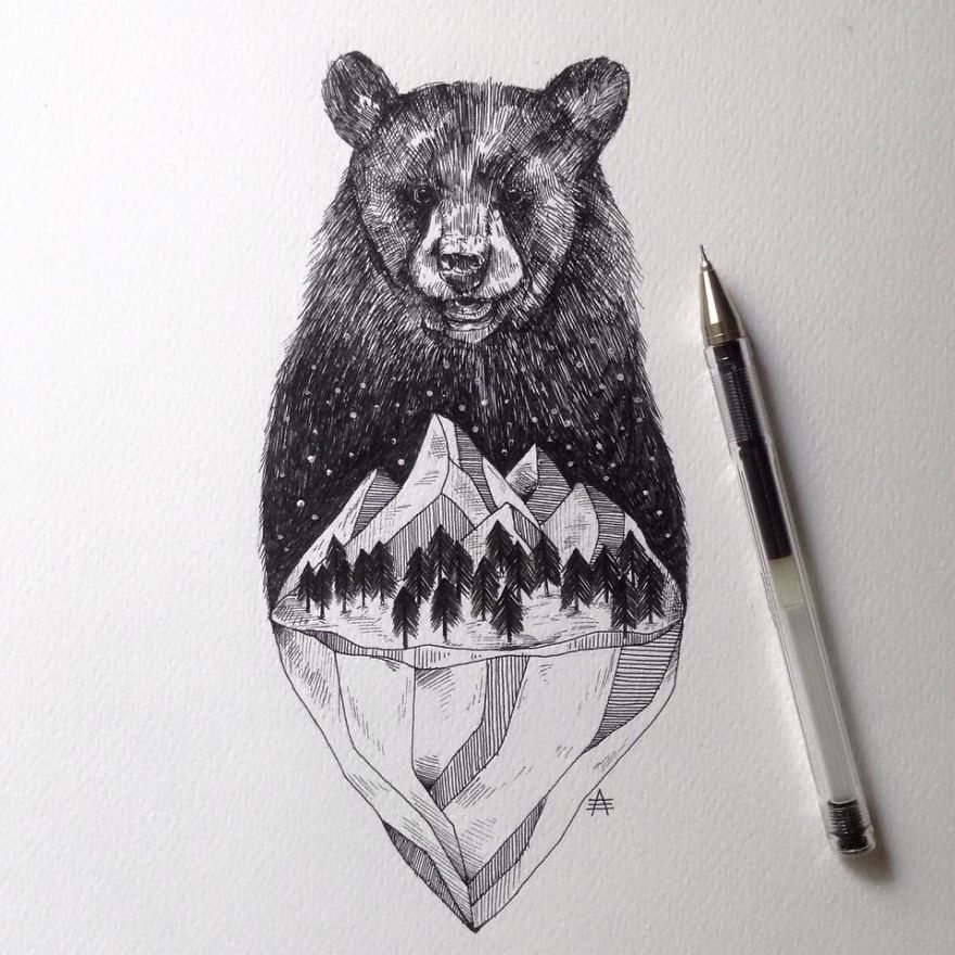 880x880 Artist Creates Amazing Nature Pictures With Just A Black Pen - Black Pen Drawings