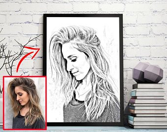340x270 Portrait Drawing Etsy - Black Person Drawing