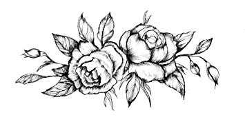 355x199 Black Roses Flower Temporary Tattoo - Black Rose Drawing