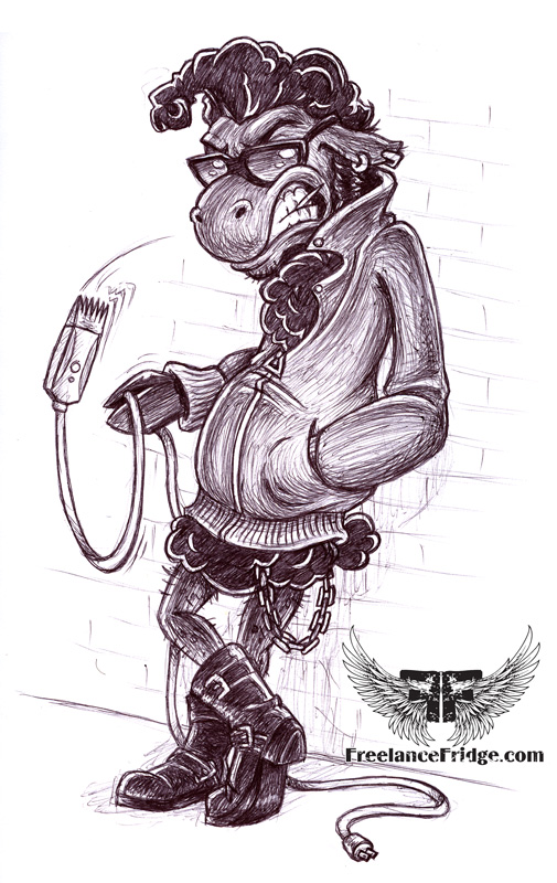 505x800 Bad Black Sheep Freelance Fridge Illustration Character - Black Sheep Drawing