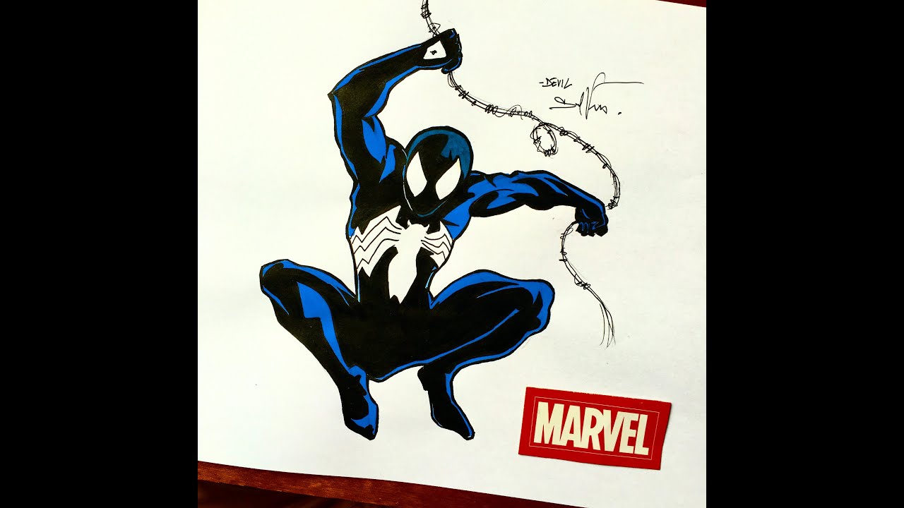 1280x720 Drawing Black Spiderman - Black Spiderman Drawing