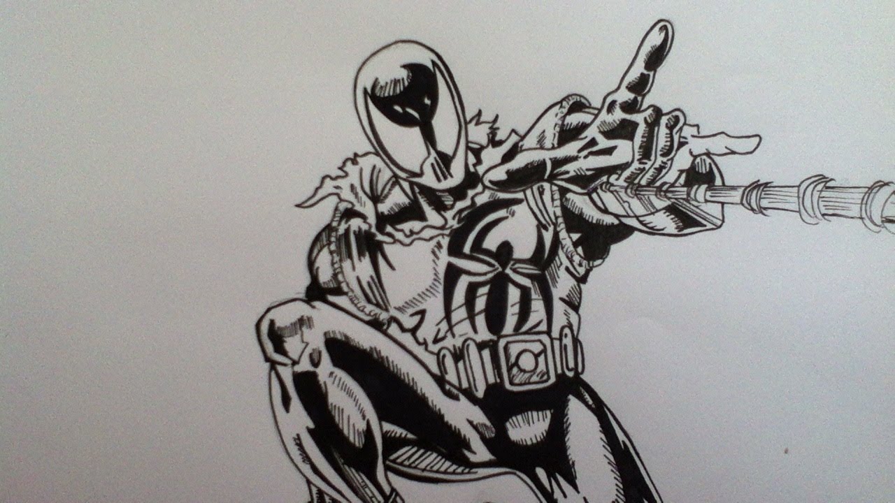 1280x720 Drawing Scarlet Spiderman - Black Spiderman Drawing