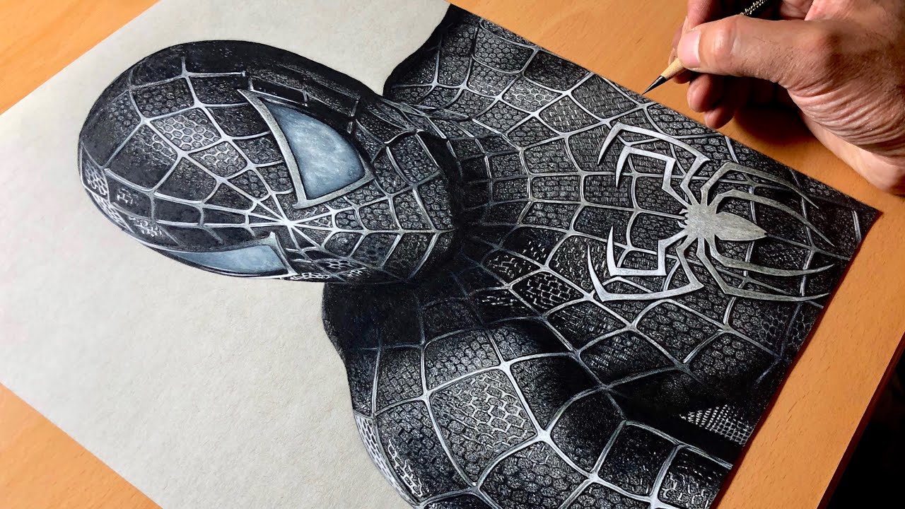 1280x720 drawing spider man symbiote suit - Black Spiderman Drawing