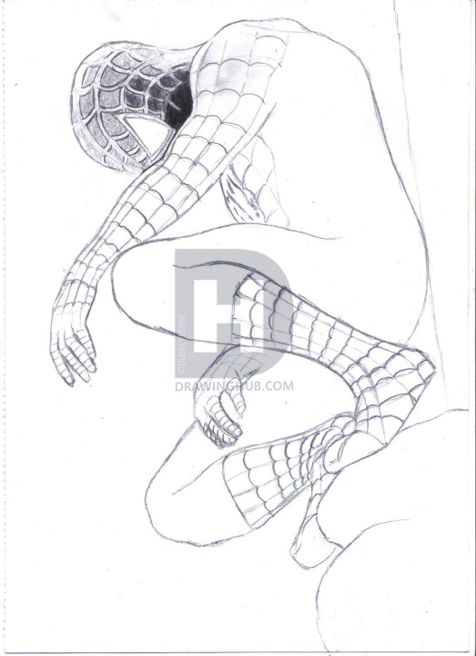 523x720 How To Draw Black Spiderman, Black Spiderman, Step - Black Spiderman Drawing