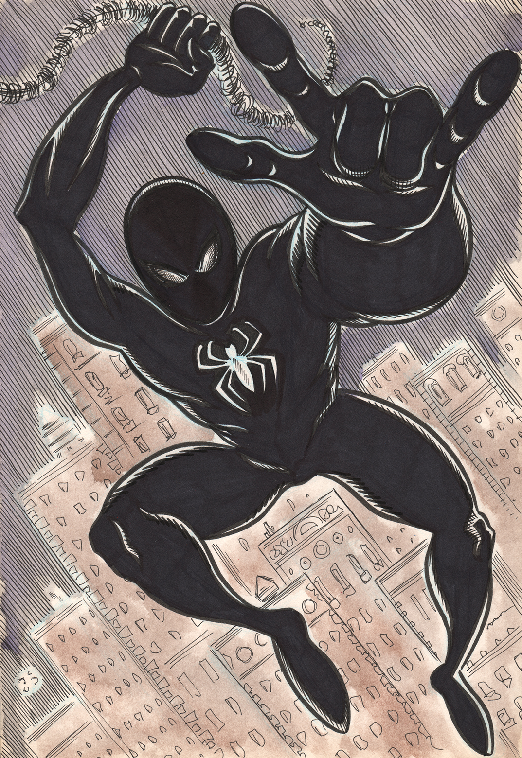1073x1559 Black Spider Man Sketch Adam Wallenta - Black Spiderman Drawing