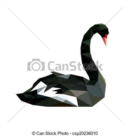 450x470 Illustration Of Abstract Origami Black Swan - Black Swan Drawing